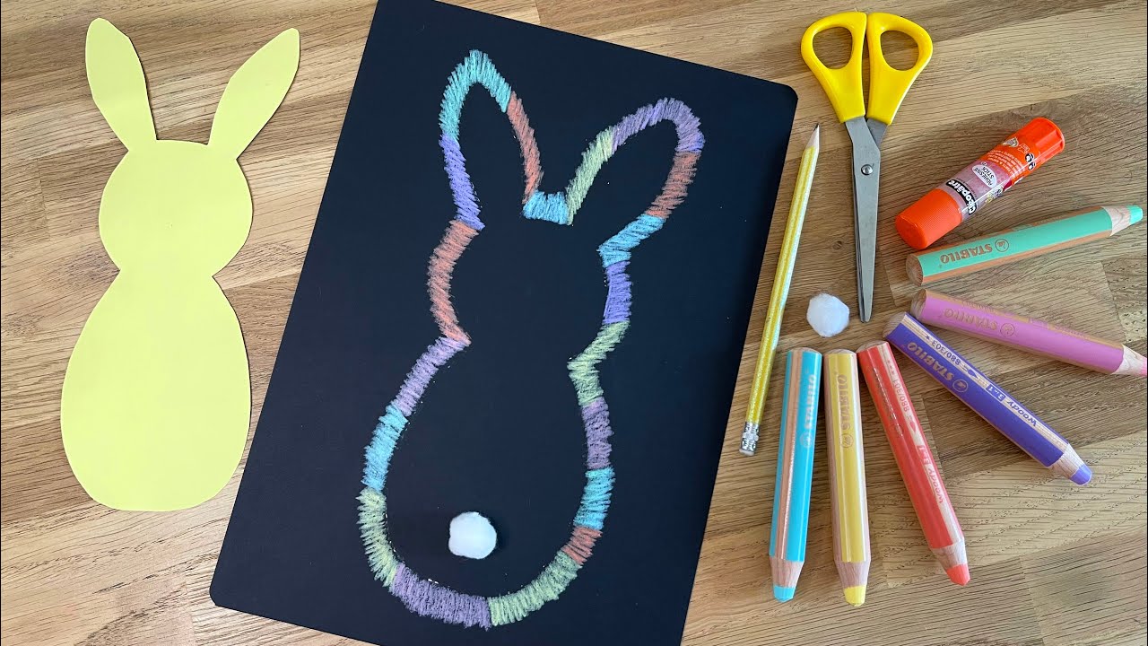 Lapin contour crayon | Activité créative pour Pâques