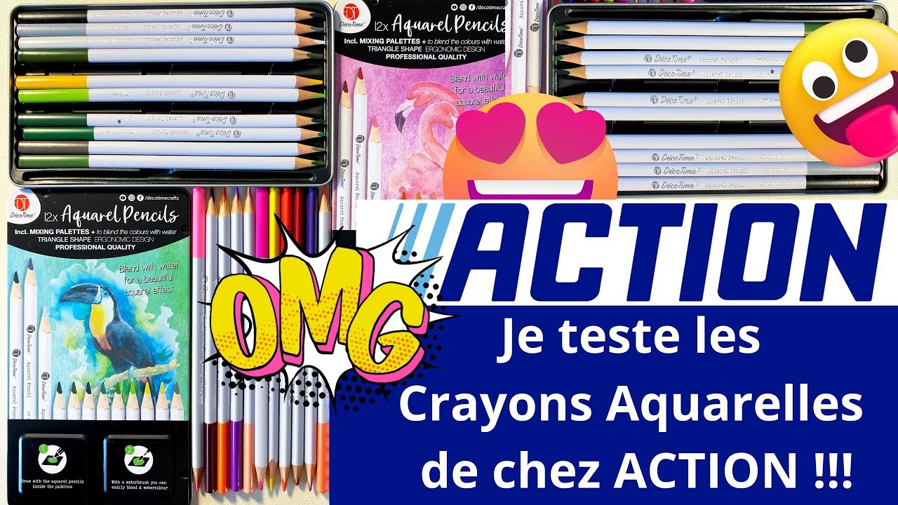 ASTUCE & COLORIAGE : Je teste les Crayons de couleurs Aquarelle ACTION... Incroyable !!!