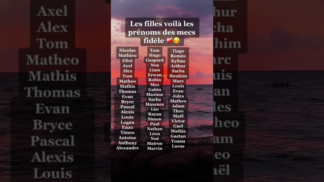 les filles voilà les prénoms des mecs fidèles