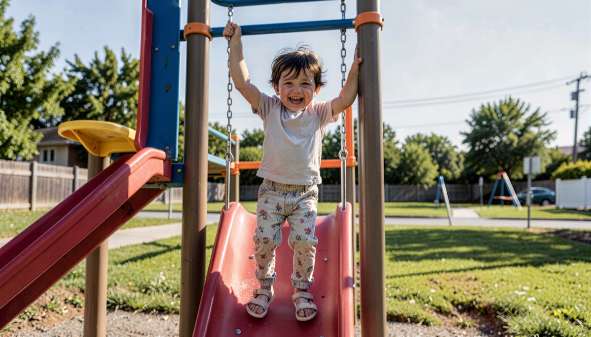 Enfant escaladant avec confiance