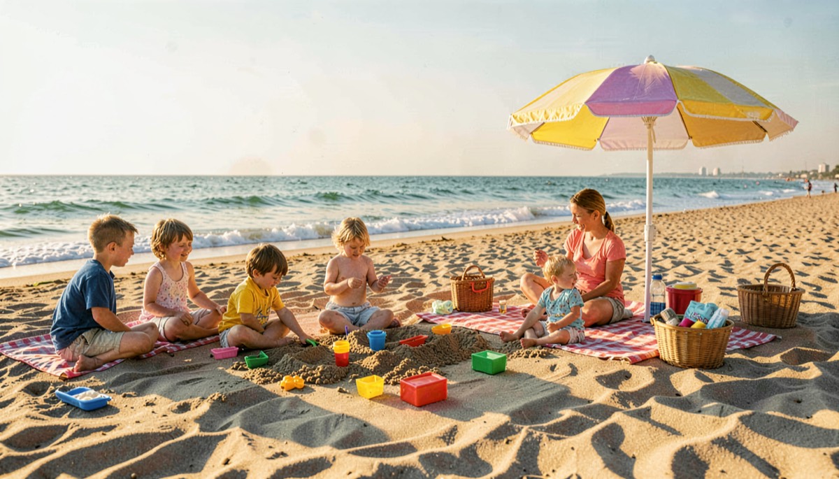 Vacances en famille à la plage, moment de détente
