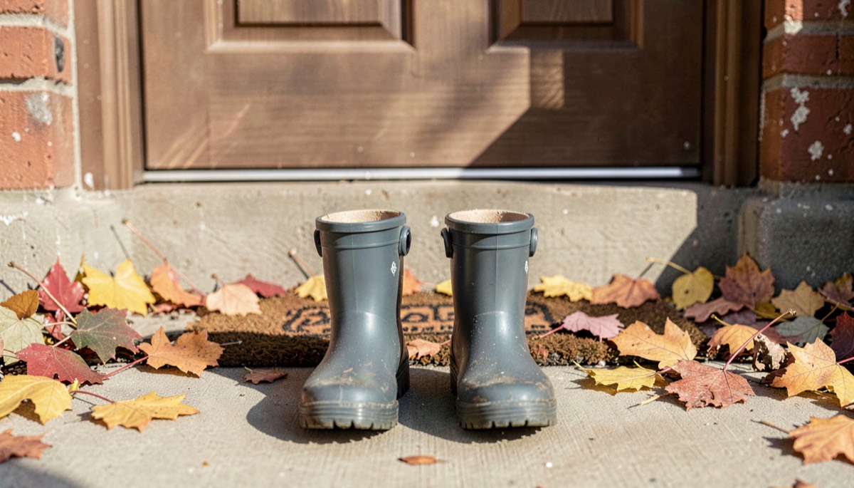 Paire de bottes de pluie d'enfant côte à côte